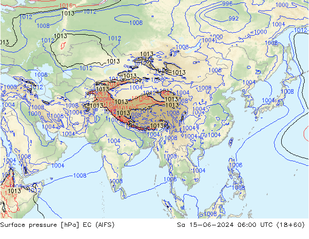 Surface pressure EC (AIFS) Sa 15.06.2024 06 UTC