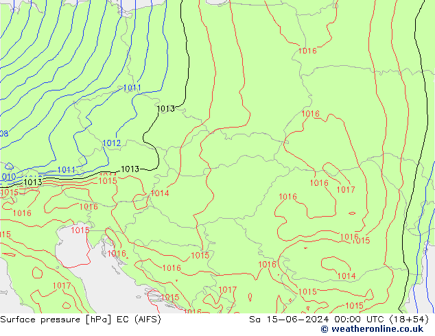 Atmosférický tlak EC (AIFS) So 15.06.2024 00 UTC