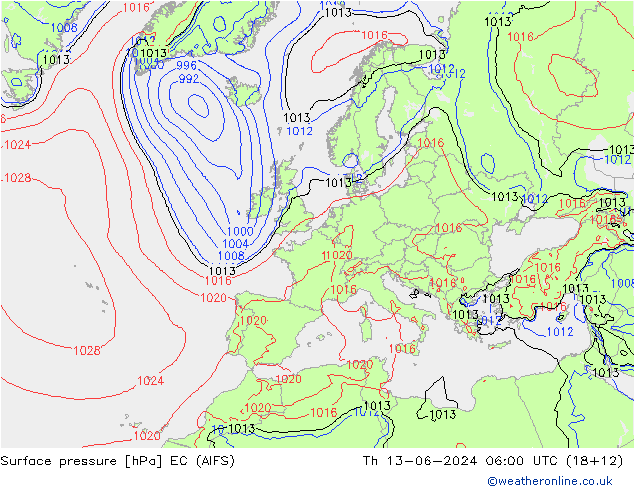 Bodendruck EC (AIFS) Do 13.06.2024 06 UTC