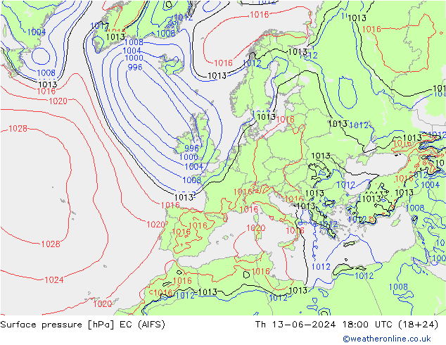 Bodendruck EC (AIFS) Do 13.06.2024 18 UTC