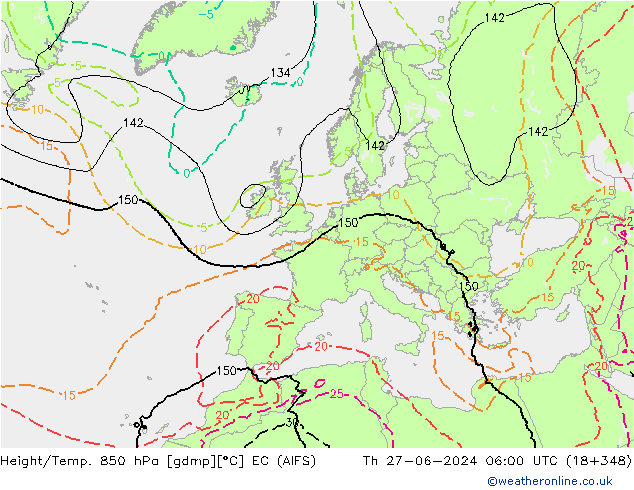 Height/Temp. 850 hPa EC (AIFS) Th 27.06.2024 06 UTC