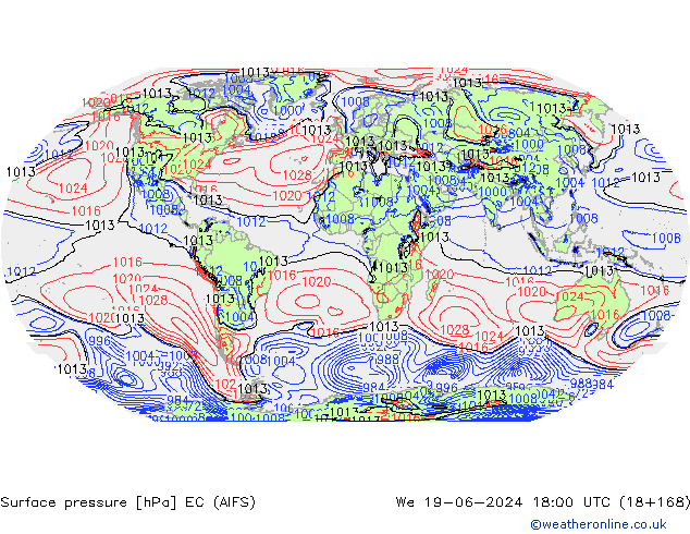 Yer basıncı EC (AIFS) Çar 19.06.2024 18 UTC