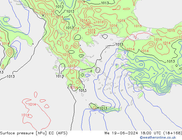 Atmosférický tlak EC (AIFS) St 19.06.2024 18 UTC