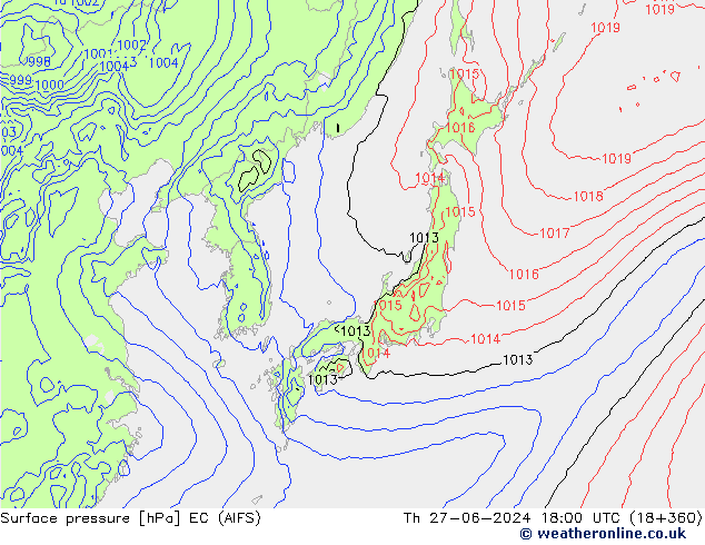 pressão do solo EC (AIFS) Qui 27.06.2024 18 UTC