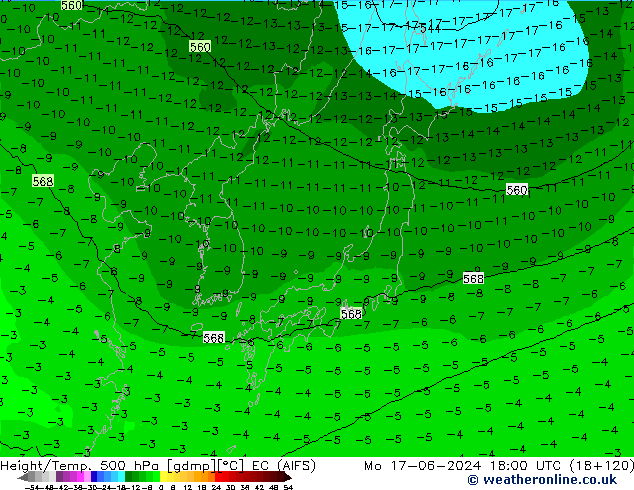 Height/Temp. 500 hPa EC (AIFS) Po 17.06.2024 18 UTC