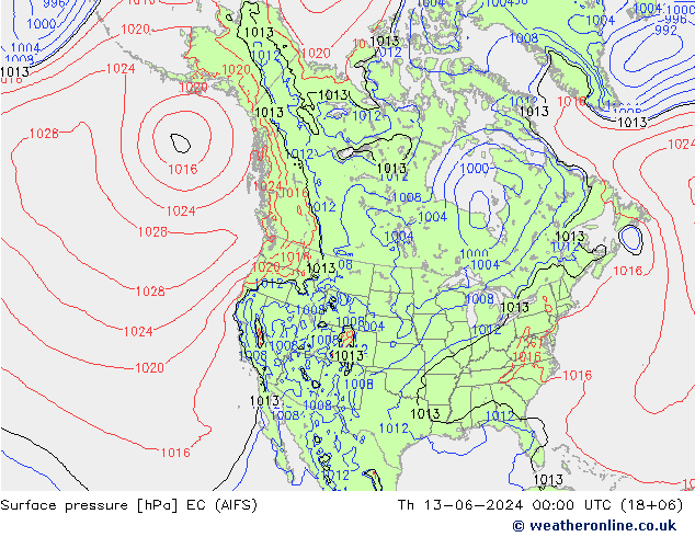 Surface pressure EC (AIFS) Th 13.06.2024 00 UTC