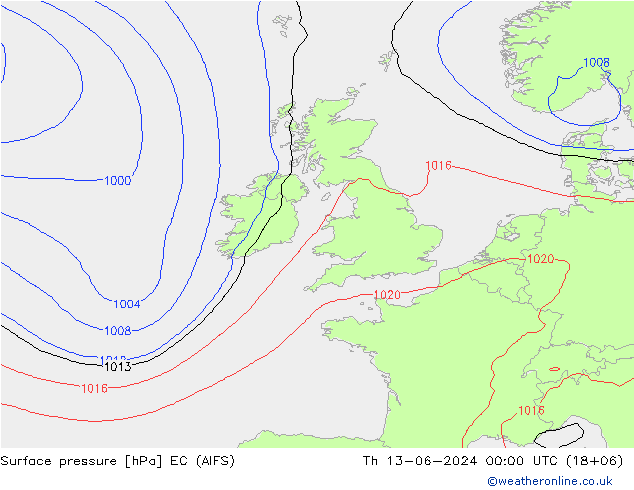 pression de l'air EC (AIFS) jeu 13.06.2024 00 UTC