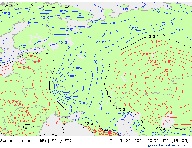 pression de l'air EC (AIFS) jeu 13.06.2024 00 UTC