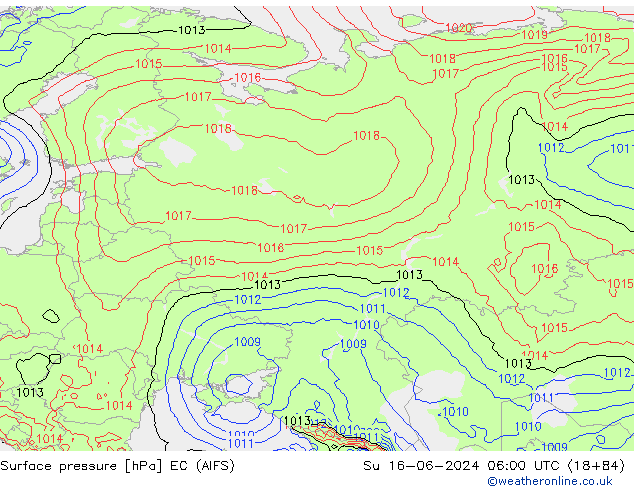 приземное давление EC (AIFS) Вс 16.06.2024 06 UTC