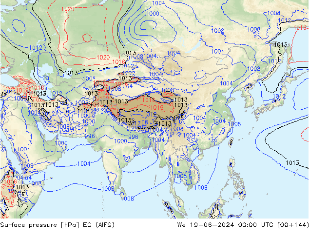 Presión superficial EC (AIFS) mié 19.06.2024 00 UTC