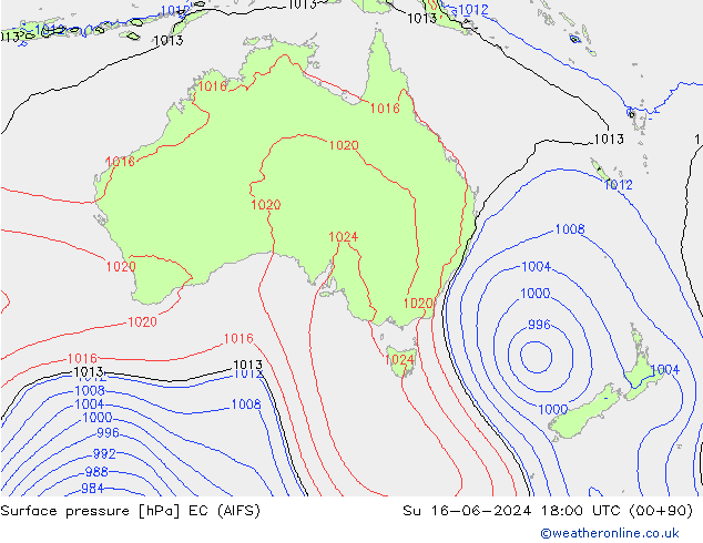 Luchtdruk (Grond) EC (AIFS) zo 16.06.2024 18 UTC