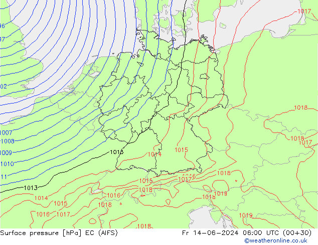 Bodendruck EC (AIFS) Fr 14.06.2024 06 UTC