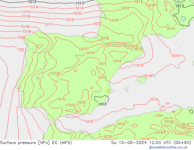 Yer basıncı EC (AIFS) Cts 15.06.2024 12 UTC