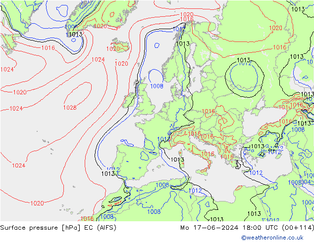 ciśnienie EC (AIFS) pon. 17.06.2024 18 UTC