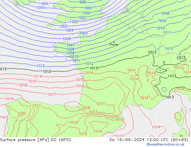 приземное давление EC (AIFS) сб 15.06.2024 12 UTC