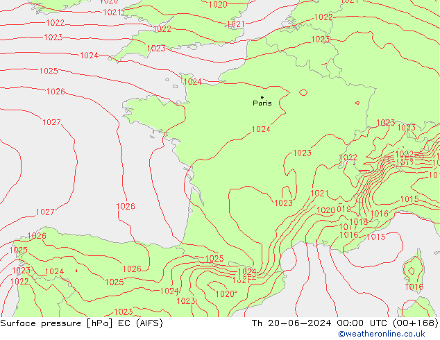 pressão do solo EC (AIFS) Qui 20.06.2024 00 UTC