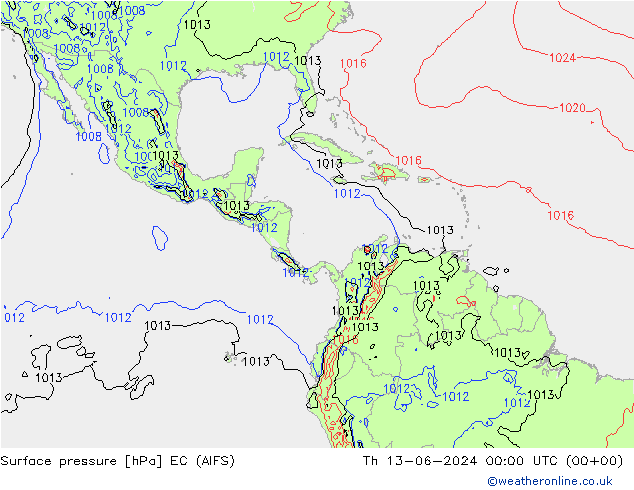 pression de l'air EC (AIFS) jeu 13.06.2024 00 UTC