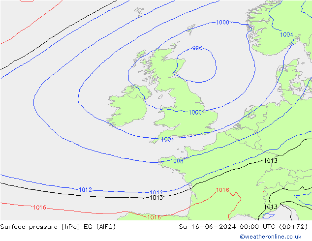 приземное давление EC (AIFS) Вс 16.06.2024 00 UTC