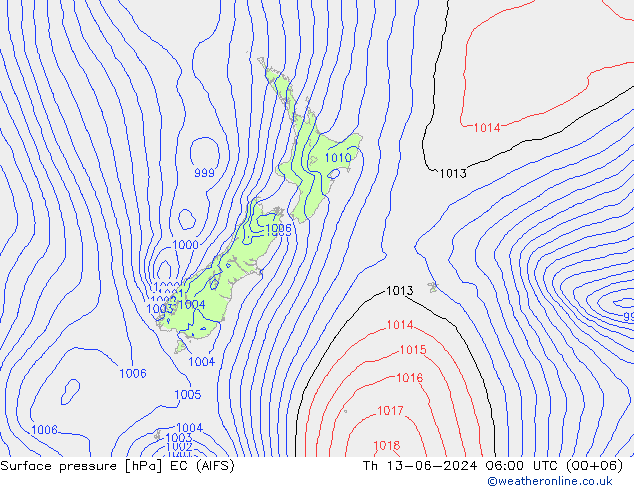 Surface pressure EC (AIFS) Th 13.06.2024 06 UTC