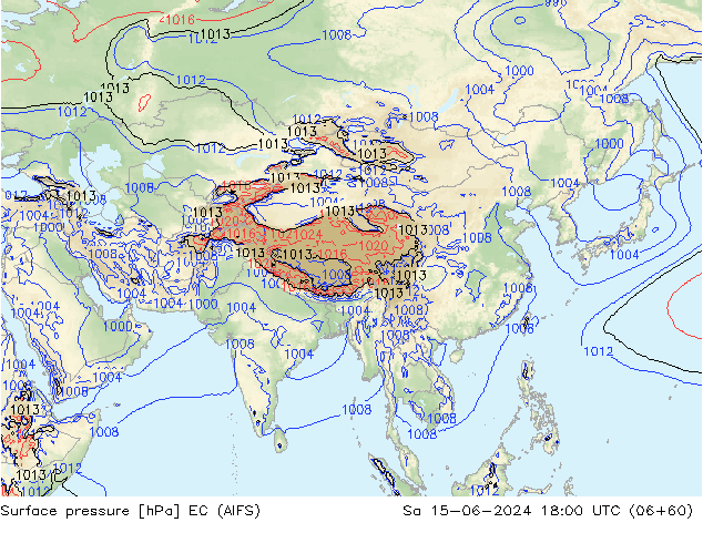 ciśnienie EC (AIFS) so. 15.06.2024 18 UTC