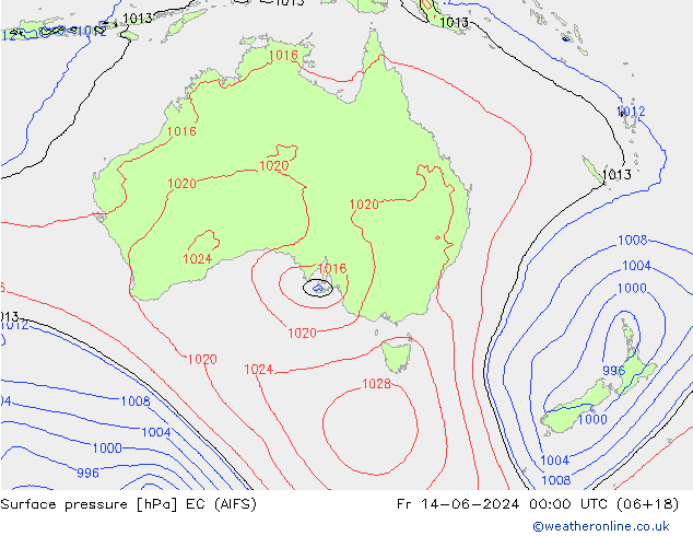 приземное давление EC (AIFS) пт 14.06.2024 00 UTC