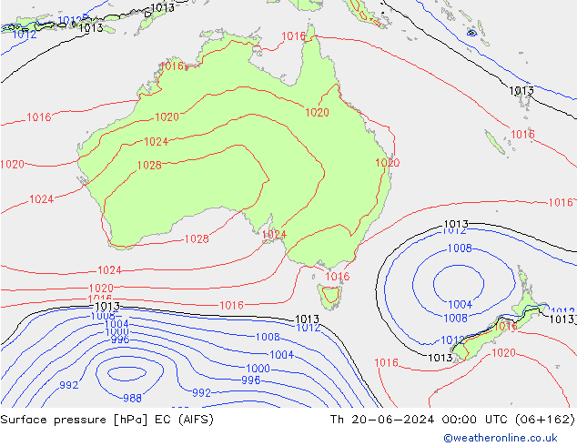 Luchtdruk (Grond) EC (AIFS) do 20.06.2024 00 UTC