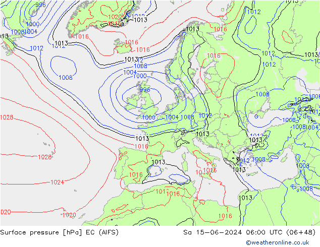 Bodendruck EC (AIFS) Sa 15.06.2024 06 UTC