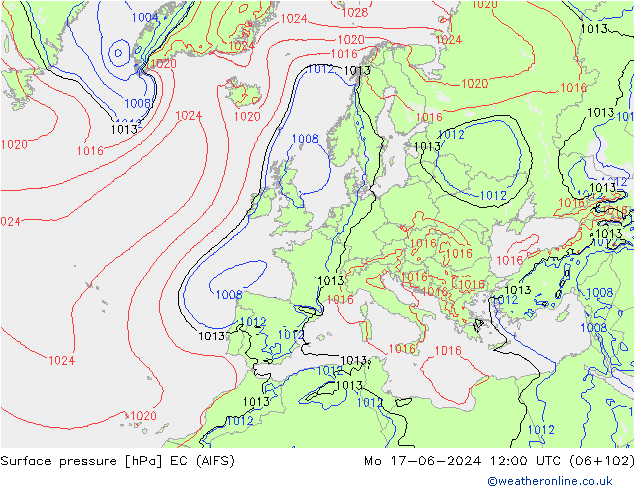 Pressione al suolo EC (AIFS) lun 17.06.2024 12 UTC