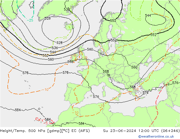 Height/Temp. 500 hPa EC (AIFS)  23.06.2024 12 UTC