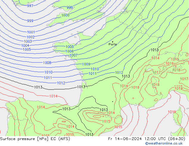 Luchtdruk (Grond) EC (AIFS) vr 14.06.2024 12 UTC