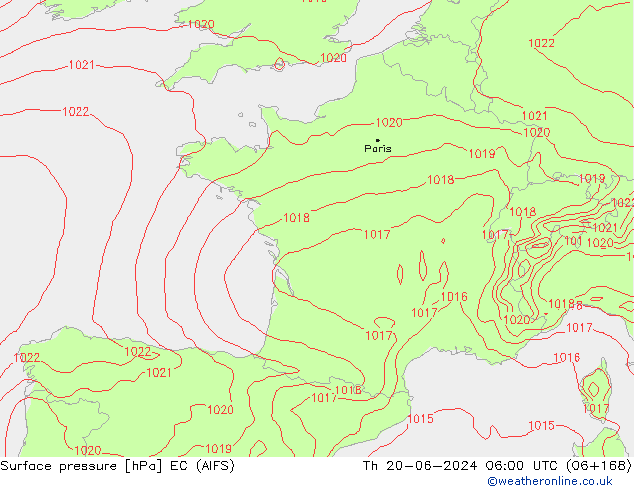 Surface pressure EC (AIFS) Th 20.06.2024 06 UTC