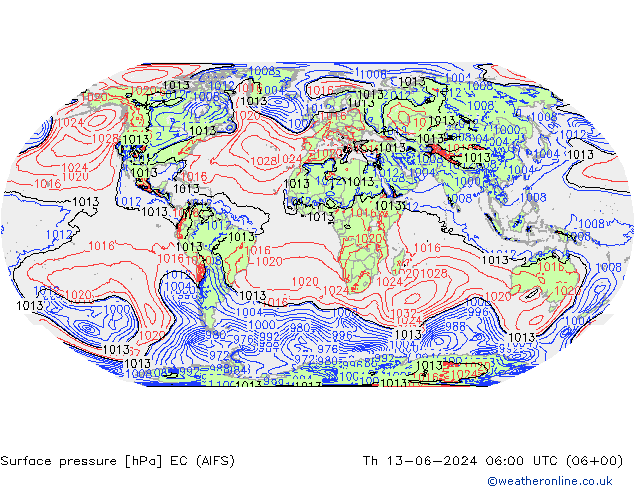 Surface pressure EC (AIFS) Th 13.06.2024 06 UTC