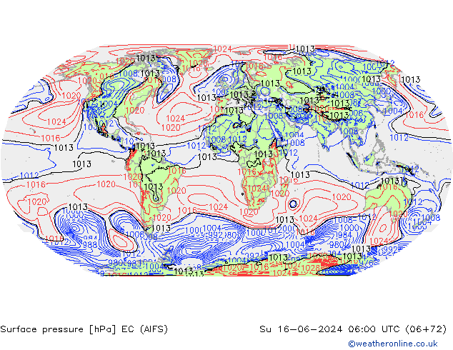 Yer basıncı EC (AIFS) Paz 16.06.2024 06 UTC