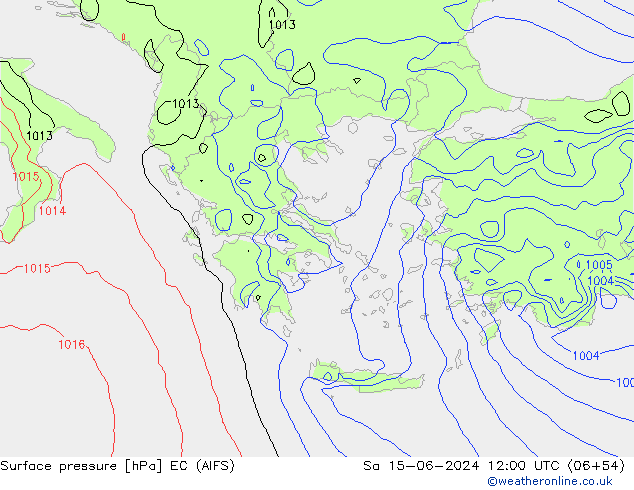 Surface pressure EC (AIFS) Sa 15.06.2024 12 UTC