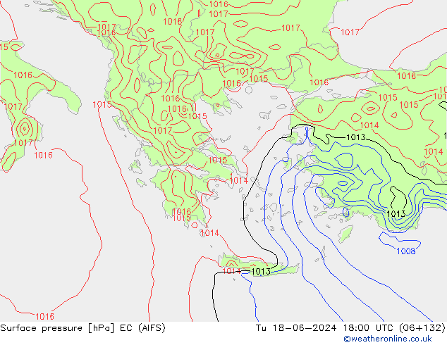 приземное давление EC (AIFS) вт 18.06.2024 18 UTC