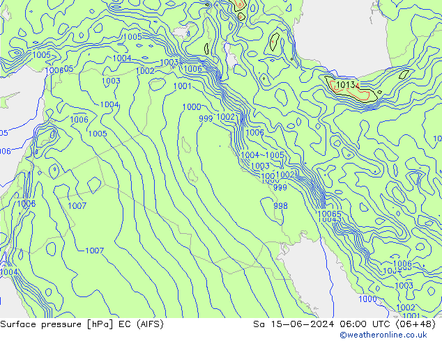 Atmosférický tlak EC (AIFS) So 15.06.2024 06 UTC