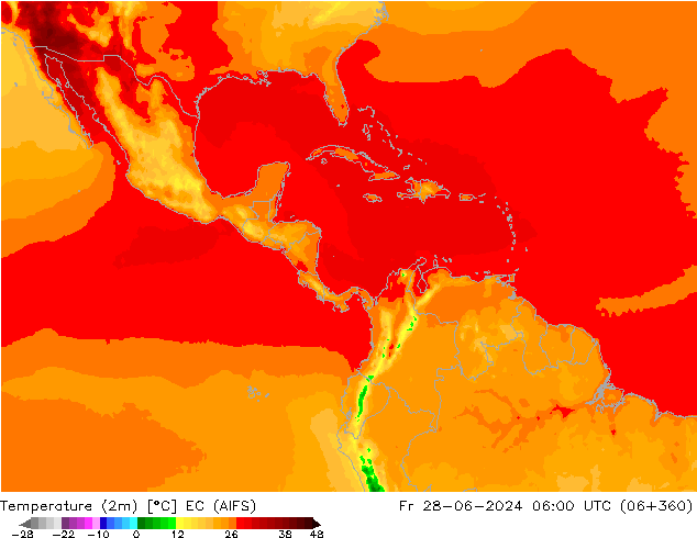 Temperature (2m) EC (AIFS) Pá 28.06.2024 06 UTC