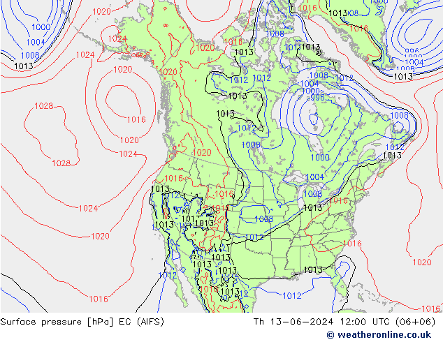 Luchtdruk (Grond) EC (AIFS) do 13.06.2024 12 UTC