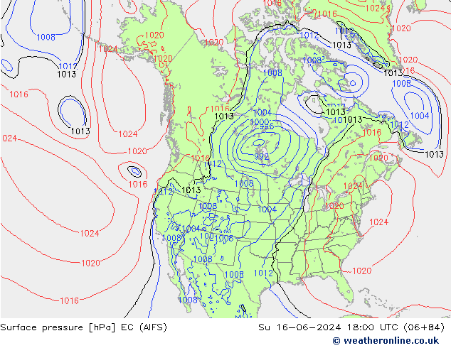приземное давление EC (AIFS) Вс 16.06.2024 18 UTC