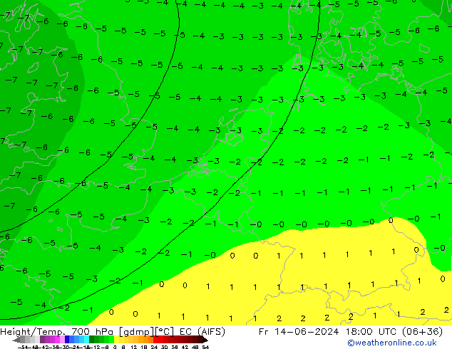 Height/Temp. 700 hPa EC (AIFS)  14.06.2024 18 UTC