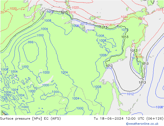 Yer basıncı EC (AIFS) Sa 18.06.2024 12 UTC