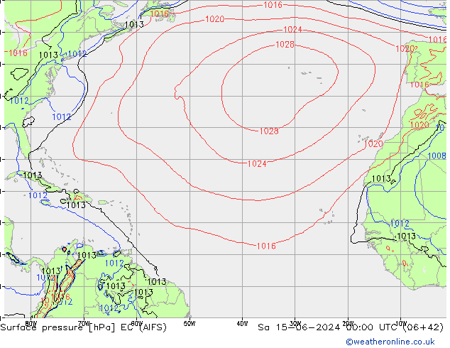 ciśnienie EC (AIFS) so. 15.06.2024 00 UTC