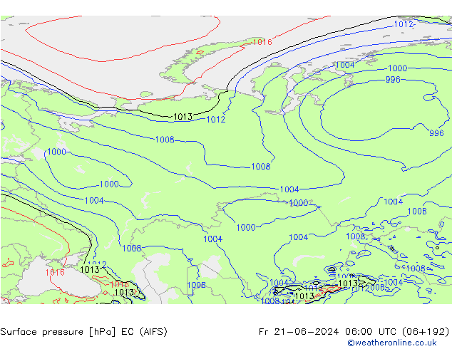 Surface pressure EC (AIFS) Fr 21.06.2024 06 UTC