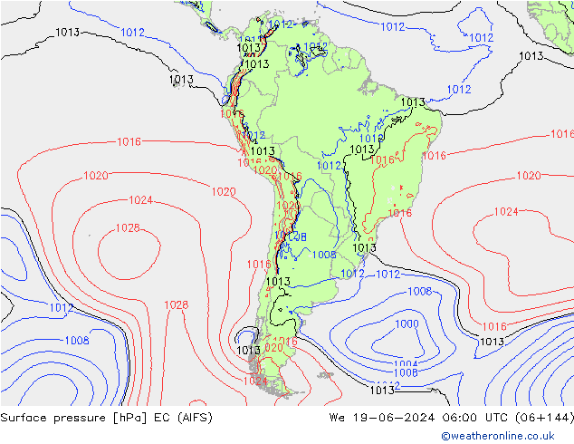 pressão do solo EC (AIFS) Qua 19.06.2024 06 UTC