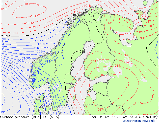 Bodendruck EC (AIFS) Sa 15.06.2024 06 UTC