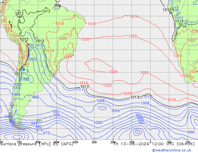 Luchtdruk (Grond) EC (AIFS) do 13.06.2024 12 UTC