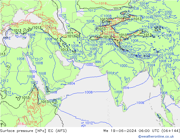 Pressione al suolo EC (AIFS) mer 19.06.2024 06 UTC