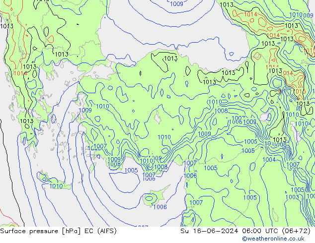 Yer basıncı EC (AIFS) Paz 16.06.2024 06 UTC