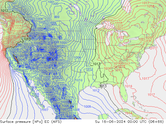 pression de l'air EC (AIFS) dim 16.06.2024 00 UTC