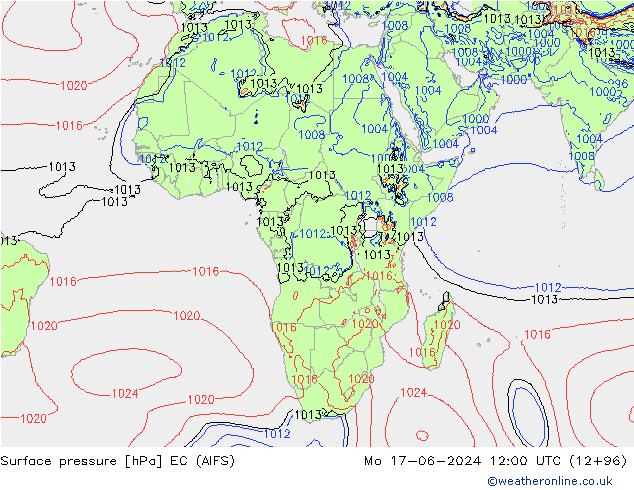 pression de l'air EC (AIFS) lun 17.06.2024 12 UTC